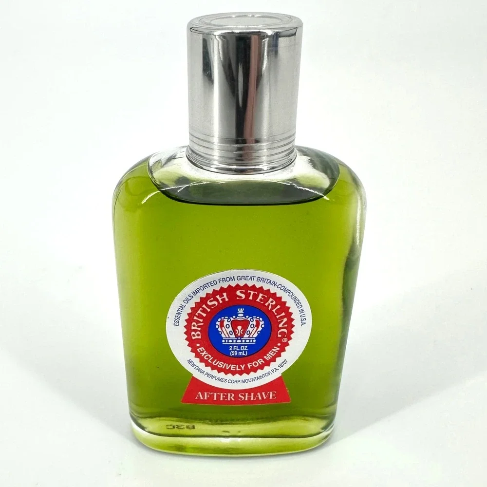 British Sterling‎ After Shave For Men 2 Fl Oz 59 Ml Glass Bottle Vintage Green